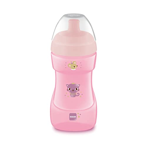 MAM Sports Cup ZEDMM224F Tazza Antigoccia per Bimbi di 12+ Mesi, 330 ml, Rosa