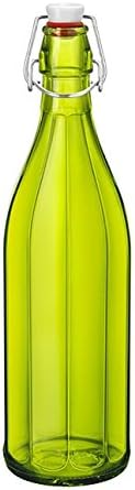6 pcs Bormioli Rocco Oxford Bottle, 33-3/4-ounce, Oil, Water, Wine Glass Swing Top Bottle (Green)