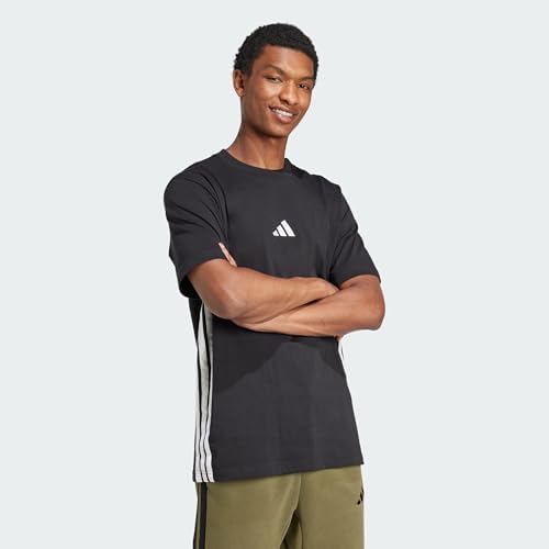 Uomo Essential Three Stripes Single Jersey Shirt, Black/White, M