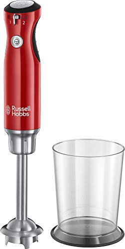 Russell Hobbs 25230-56 Mixeur Plongeant 700W Retro, 2 Vitesses, Bol Gradué 1L, Anti-Eclaboussure, Design Vintage - Rouge