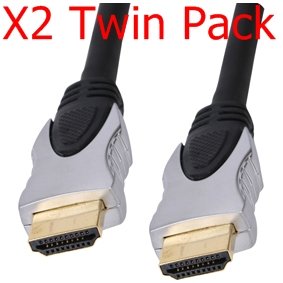 World of Data 2 x 3m HDMI Cable (Twin Pack) - Professional Quality / 4K (Ultra HD) v1.4 / / Audio & Video / 24k gold Plated