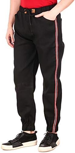 Lafantar Men's Side Striped Black Joggers