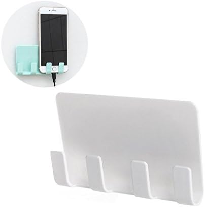 Phone Holder Wall Mounted, Prevently Phone Charger Wall Mounted 4 Hooks Storage Hanger Rack Bathroom Hanging Holder