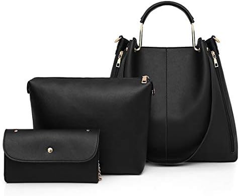 SIANO Women's Premium Quality Custom Italian Leather Set Of 3 Black Color Hand Bag