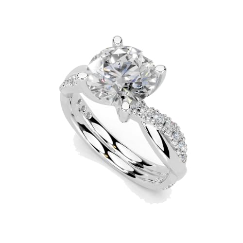 4 Carat IGI Lab Grown Diamond Round Twisted Style Engagement Ring at Amazon