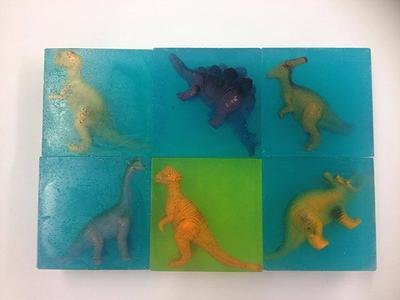 Childrens MINI dinosaurs inside soap x4 Approx 8x5.5x2.5cms