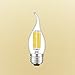 CRLight 3200K LED Chandelier Bulb Dimmable 6W 700LM Soft White, 70W Equivalent E26 Medium Base LED Candle Bulbs, C35 Clear Glass Flame Shape Bent Tip, 360 Degree Beam Angle, 3 Pack