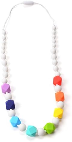 Nummy Beads Rainbow Hexagon Silicone Baby Teething Necklace for Mom to Wear, 100% BPA Free