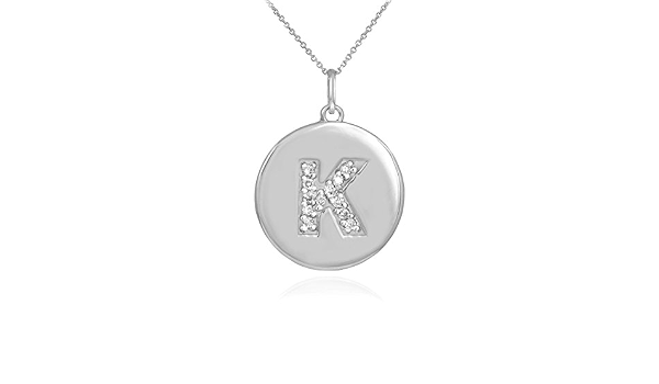 Diamond Disc Initial Pendant Necklace 