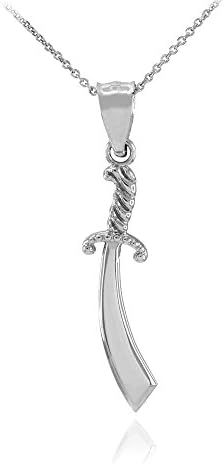 Fine 925 Sterling Silver Scimitar Islamic Knife Charm Necklace