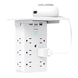 12-Plug Wall Outlet Extender with Shelf, Power
