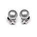 Light Grey Freshwater Cultured Pearl Clip On Ball Stud Earrings For Women .925 Sterling Silver Non Pierced Ear