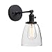 Phansthy Industrial Wall Sconce Light 1-Light Black Sconce with 5.5 Inches Dome Clear Glass Shade