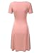 Plus Size Solid Colored Wrap Surplice Short Sleeve Dress CORAL XL