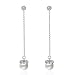 Women's Sterling Silver Long Tassel Pearl Dangle Threader Drop Earings with CZ
