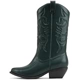 Soda Women's Reno Western Knee High Boots - Pointed Toe, Pull-On Tabs, White PU With Black Stitch, 7.5 - View #4