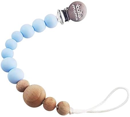 Tulamama Pacifier Clip for Boys & Girls, Fits Soothie, Mam, Nuk Pacifiers, Teething Toys and More. Made of Food Grade Silicone & Passed by CPSC. Baby Blue