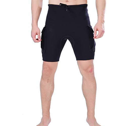 MILIMIEYIK Men's Neoprene Wetsuit Shorts Diving Suits Pants 3mm for Swimming Canoeing Surfing with Pocket Black