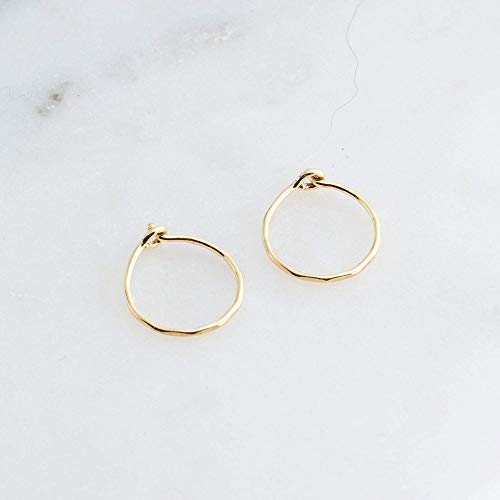 Extra Small Thin Gold filled Hoop Earrings Faceted Finish