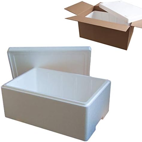 Starlight Packaging Polystyrene Box White 39 Litre / 20 kilo Cool Box Fish Box Insulated plus cardboard outer box 600 x 400 x 260 mm