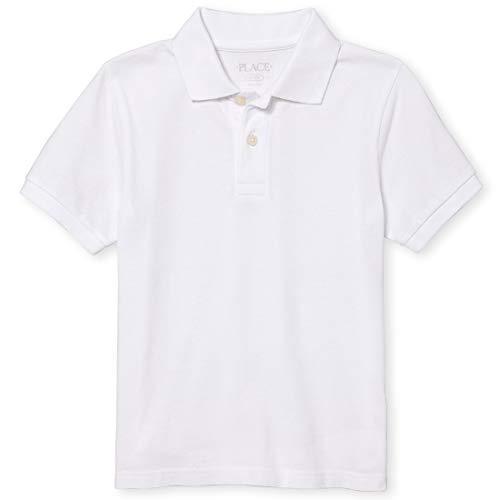 The Children's Place Big Boys' Short Sleeve Uniform Polo, White 4756, Large/10/12