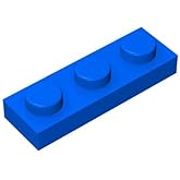 Classic Building Plate 1x3 100 Piece, Compatible with Lego Parts and Pieces 3623, Creative Play Set - 100% Compatible with All Major Brick Brands(Colour:Blue)