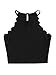 MAKEMECHIC Women's Solid Halter Neck Cami Scallop Trim Workout Crop Top Black M