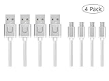 Micro USB Cable, Upow Micro USB 2.0 Charging Syncing Cable Android Devices-0.2M/7.9 inch (4 Pack) (White)