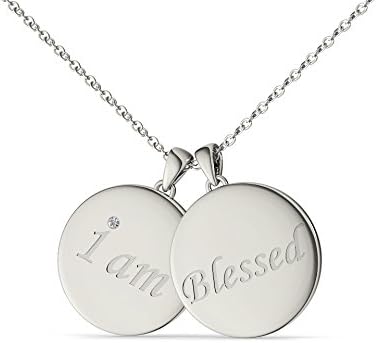 'I Am Blessed' Silver Double Disc Pendant (H-I, I2)