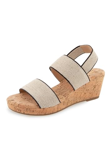 Kensie Women's Jakura Elastic Wedge Sandal, New Natural