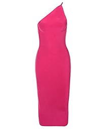 Whoinshop vestido de fiesta de cóctel para dama con un hombro vendado hasta la rodilla