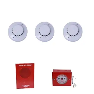 Rahul Professionals Four Smoke Detector Independent Smoke Detector Sensor System with + 2 Zone Panel Alarm + Mcp + Hooter