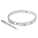 Yeemer Stainless Steel Love Screw Oval Bracelet Bangle Women Men with Screwdriver (19cm Silver color)