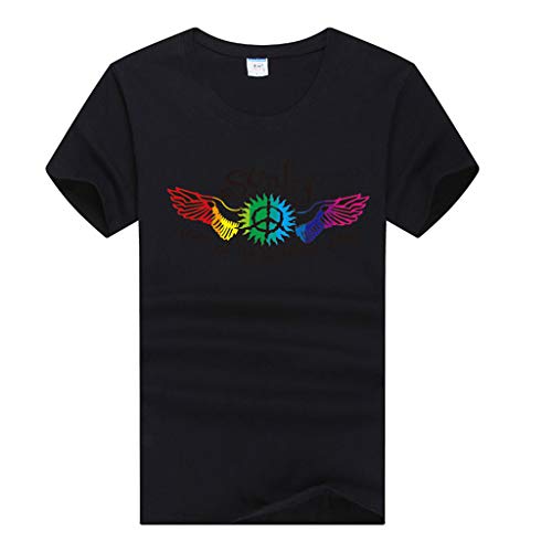 Ximandi Men Fashion Solid Printing Style Cotton Design T-Shirt Casual Shirts Tops Blouse Black - Thumbnail 3