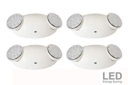 LIT-PaTH LED Emergency Exit Lighting Fixtures with 2 LED Bug Eye Heads and Back Up Batteries- US Standard Emergency Light, UL 924 and CEC Qualified, 120-277 Voltage (4-Pack)
