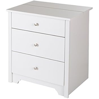 South Shore Vito Nightstand with 2 Drawers and Charging Station, Pure White