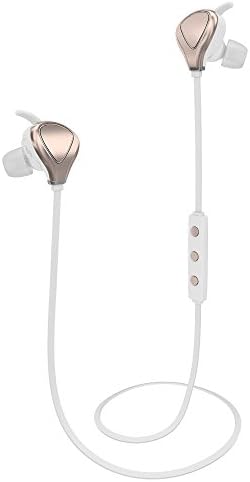 Best Bluetooth Stereo Headset, KINGWorld 4.1 Noise Reduction Magnetic Earbuds In-Ear Sweat-proof Wireless Sport Bluetooth Headphones with Mic for iPhone Samsung and Android (Rose Gold&White)