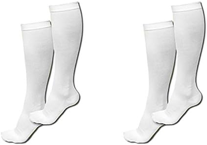(2 Pair, Lg/XL, White) ASRocky Graduated Compression Socks Anti-Fatigue Antimicrobial Calf High Below Knee Mens Womens Sock Leg Foot Ankle Heel Support Pain Relief Stockings Reduce Swelling