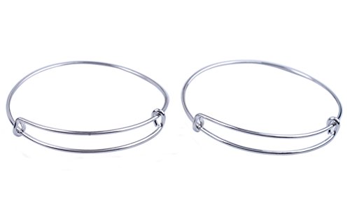 ChangJin 10PCS/Set Silver Tone Expandable Wire Bangle Bracelets Charms Gift Bags Kit
