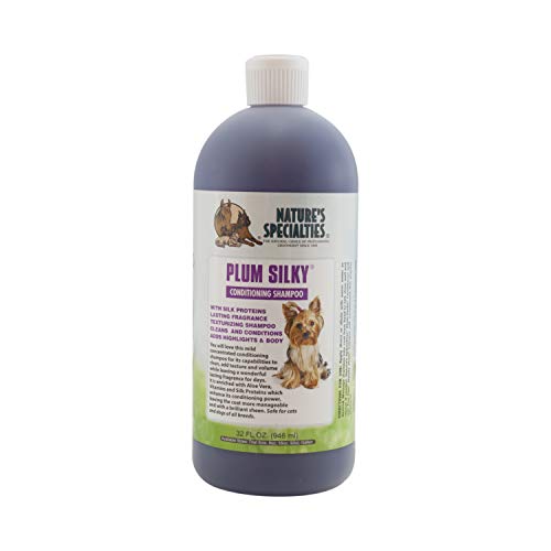 Nature's Specialties Plum Silky Pet Shampoo for Dogs and Cats, Professional Groomers, Concentrate, 32oz