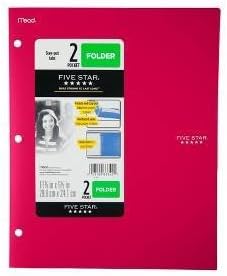 2 - Pocket Folder, Stay-Put Tabs, Plastic,(38060) (RED)