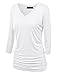 Made By Johnny WT1036 Womens V Neck 3/4 Sleeve Dolman Top with Side Shirring XL White