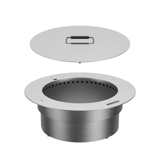 Photo 1 of *HEAVY* Breeo Zentro Stainless Steel Fire Pit Insert - Smokeless Firepit Ring Insert for Outdoor Fire Pit - for Outside Block, Stone, & Concrete Backyard Firepit Surrounds - Lid Included - Round 24"