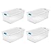 Sterilite 14998004 106 Quart White/Clear Plastic Storage Box With Blue Aquarium Latches4