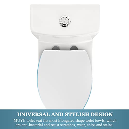 Toilet Seat Elongated Soft Close with Quick Release Hinges MUYE Never