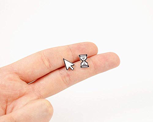 Handmade Arrow & Hourglass Cursor Stud Earrings - Thumbnail 3