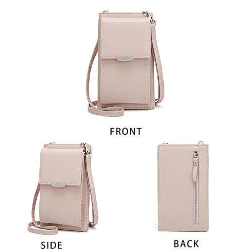 Kingto Cellphone Purse Small Cross body Bag Waterproof Smartphone Wallet Phone Holder for Women (pink two)
