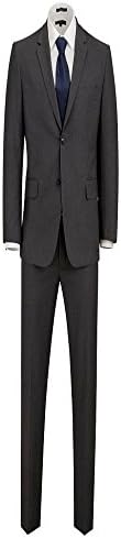 Angelo Rossi Men's Solid Modern Fit Suit (46L, 04-Charcoal)