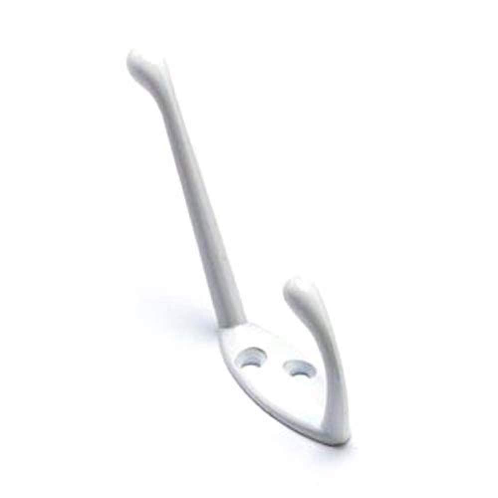 Merriway BH05823 (2 Pcs) Hat and Coat Hooks White Metal Finish - Pack of 2 Pieces