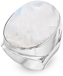 925 Sterling Silver Statement Ring Moonstone Giant Round Blue Womens Ring 7